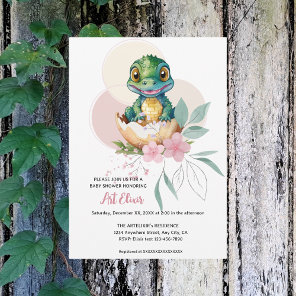 Baby Alligator Hatching Floral Baby Shower Invitation