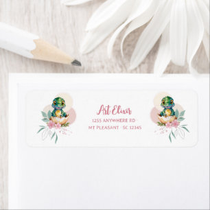 Baby Alligator Hatching Floral Baby Shower Label