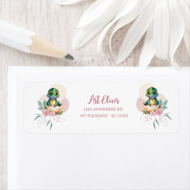 Baby Alligator Hatching Floral Baby Shower Label (Insitu)