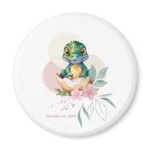 Baby Alligator Hatching Floral Baby Shower Magnet