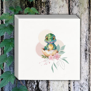 Baby Alligator Hatching Floral Baby Shower Napkins