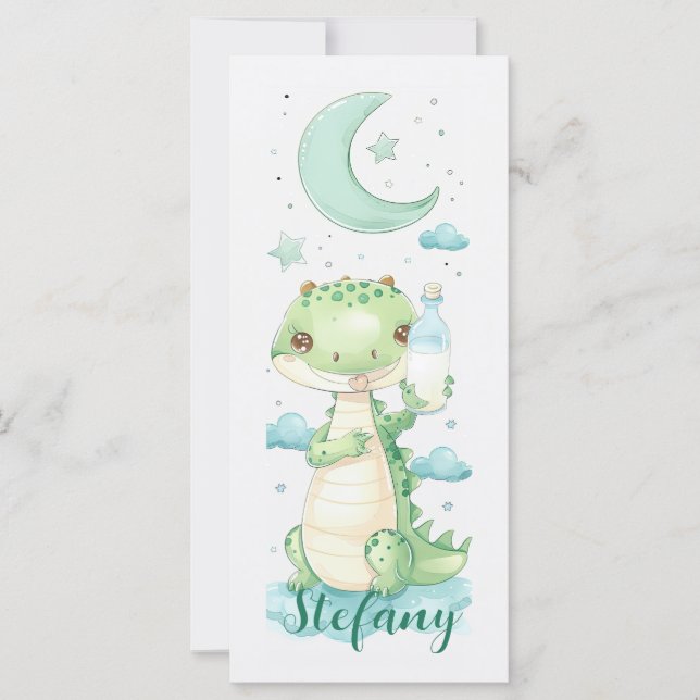 Baby Alligator Watercolor Personalized Bookmark Card (Front)