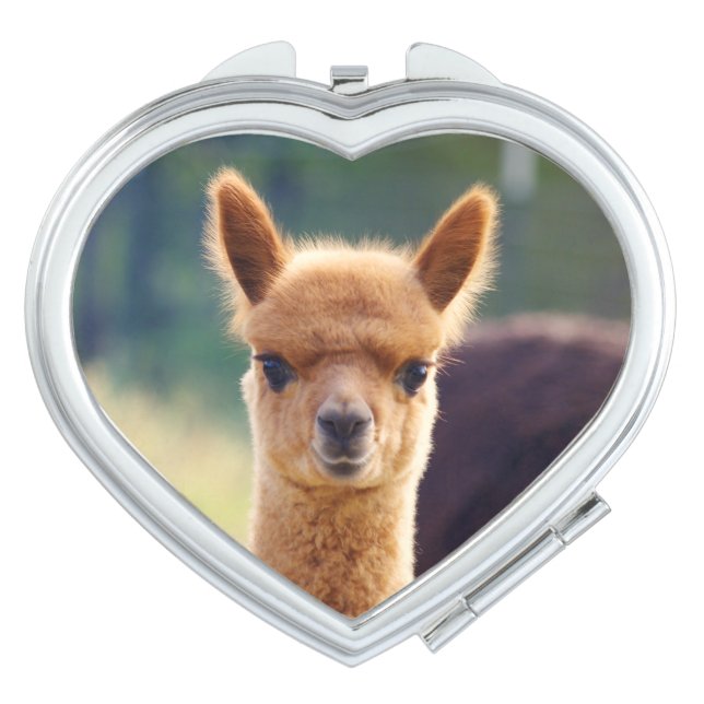 Baby Alpaca Heart Compact Mirror (Front)