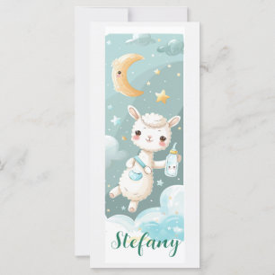 Baby Alpaca Watercolor Personalized Bookmark Card