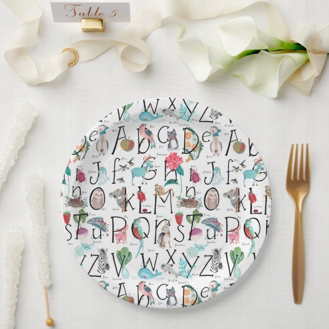 Baby Alphabet ABC Baby Shower Invitation Paper Plates (Wedding)