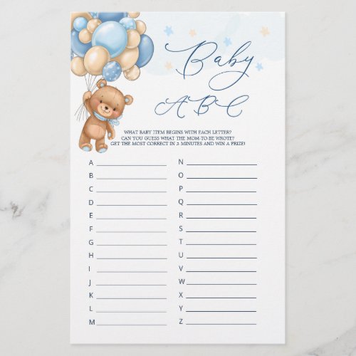 Baby Alphabet ABC Game Teddy Bear Baby Shower 