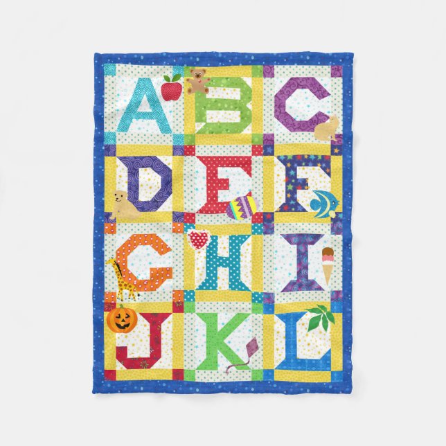 Baby Alphabet Quilt Design Fleece Blanket (Front)