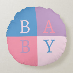 Baby Alphabet Squares Round Pillow