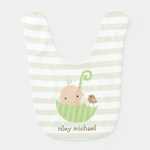 Baby and Bird in Green Umbrella Bib
