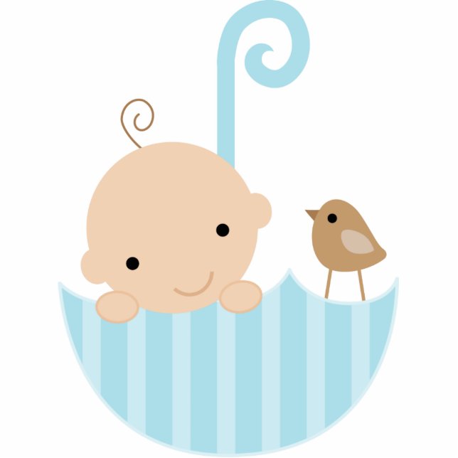 Baby and Bird in Umbrella Cake Topper Statuette (Front)