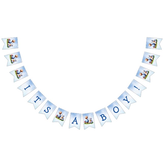 Baby and Bulldog Puppy It's a Boy Baby Shower  Bunting Flags (All)