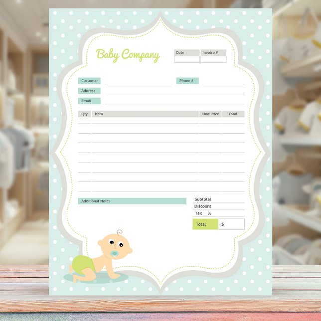 Baby and Children's Daycare | Invoice Receipt Notepad (Creator Uploaded)