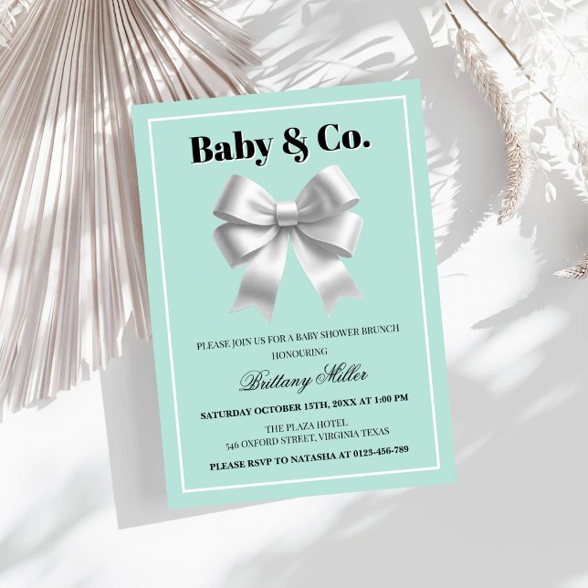 Baby and Co. Silver Bow Baby Shower Invitation (Creator Uploaded)