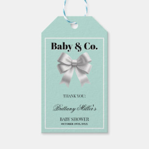 Baby and Co. Silver Bow Whimsy Baby Shower Gift Tags