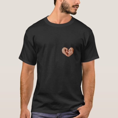Baby and Father forming a heart shape Small T_Shirt
