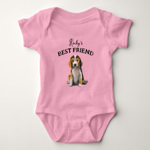 Baby and furry buddy, best friends bodysuit