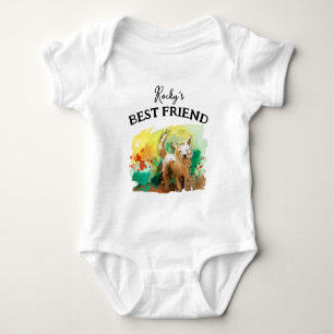 Baby and furry buddy, best friends bodysuit