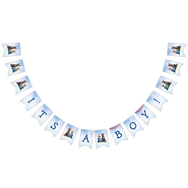 Baby and German Shepherd Boy's Baby Shower  Bunting Flags (All)