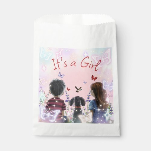 Baby and her Puppy  Its a Girl Watercolor  Favor Bag