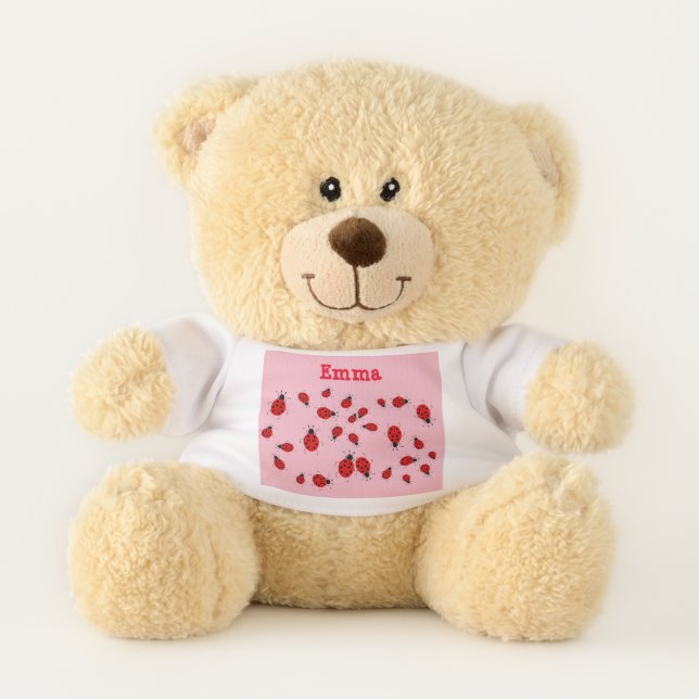 Baby and Kids, cute ladybugs, personalized Teddy Bear (Front)