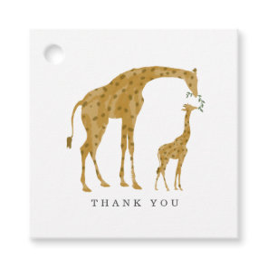Baby And Mama Giraffe Feeding Time Baby Shower Favor Tags