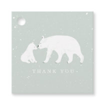 Baby And Mama Polar Bear Winter Blue Baby Shower Favor Tags