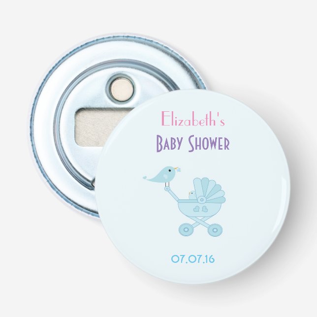 Baby and Mommy Bluebirds baby Shower Favor Bottle Opener (Front)