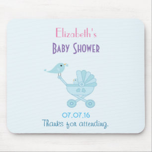 Baby and Mommy Bluebirds Baby Shower Mouse Pad