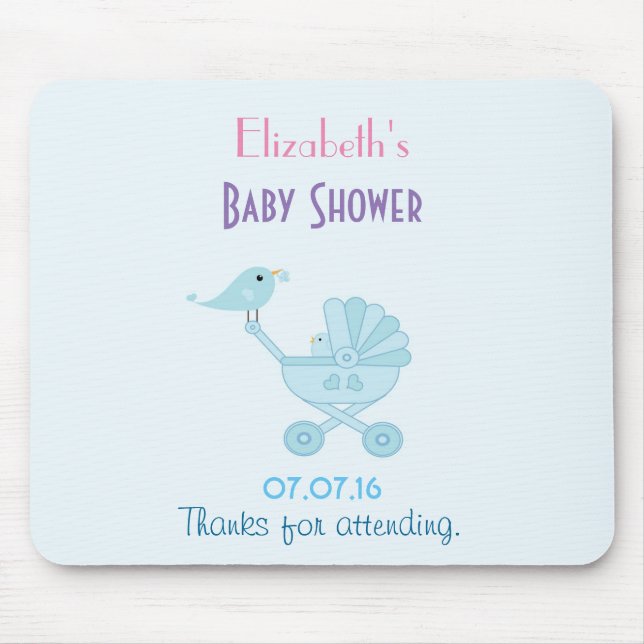 Baby and Mommy Bluebirds Baby Shower Mouse Pad (Front)