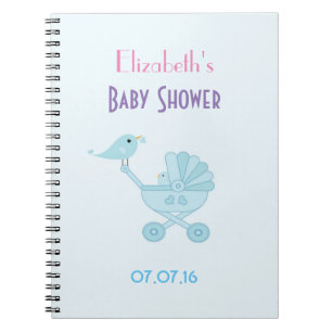 Baby and Mommy Bluebirds Baby Shower Notebook