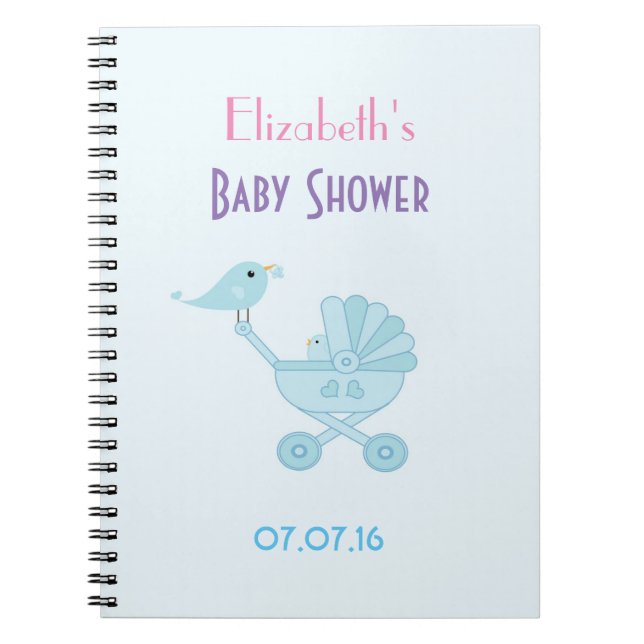 Baby and Mommy Bluebirds Baby Shower Notebook (Front)
