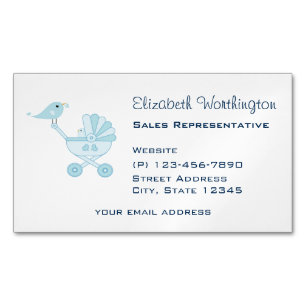 Baby and Mommy Bluebirds Business Card Magnet