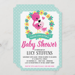 Baby and Mommy Flamingo Baby Shower Invitation