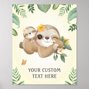 Baby and Mommy Sloths Baby Shower Sprinkle Nursery Poster