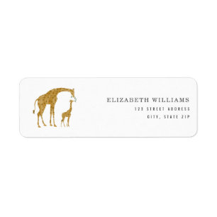 Baby and Mother Giraffe Minimalist Baby Shower Label