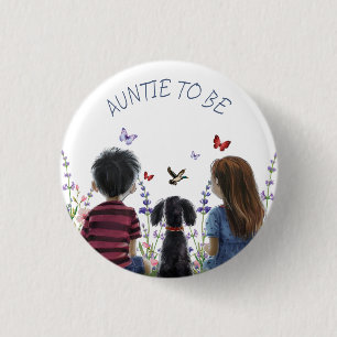 Baby and Puppy Baby Shower AUNTIE TO BE Button