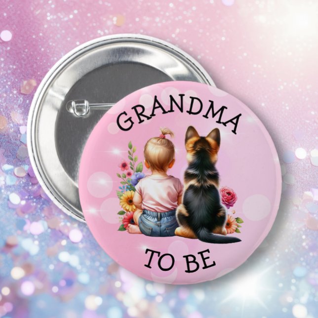 Baby and Puppy Grandma to be Baby Shower   Button (Creator Uploaded)