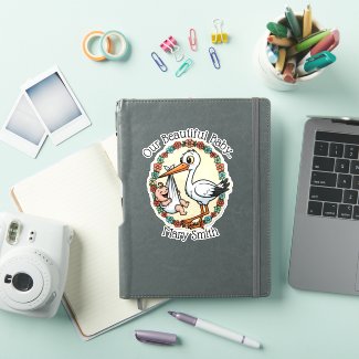 Baby and Stork Design Vintage Style