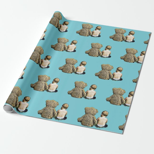Baby and Teddy Bear Gift Wrap (Unrolled)