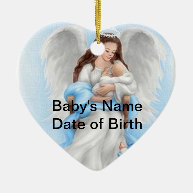 Baby Angel (Boy) Heart Ornament (Front)