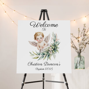 Baby Angel Feather Wings Baptism Welcome Sign