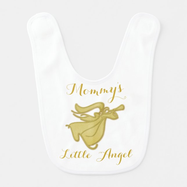 Baby angel gold christening baptism bib (Front)