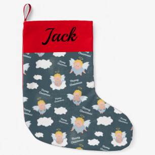 Baby Angel Pattern Custom Name Small Christmas Stocking