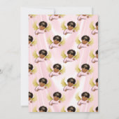 Baby Angel Pink Gold Girl African American Invitation (Back)