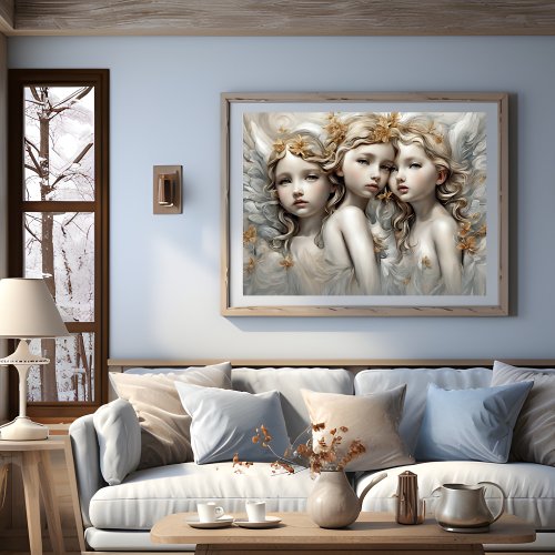 Baby Angel Sisters Modern Art  Poster