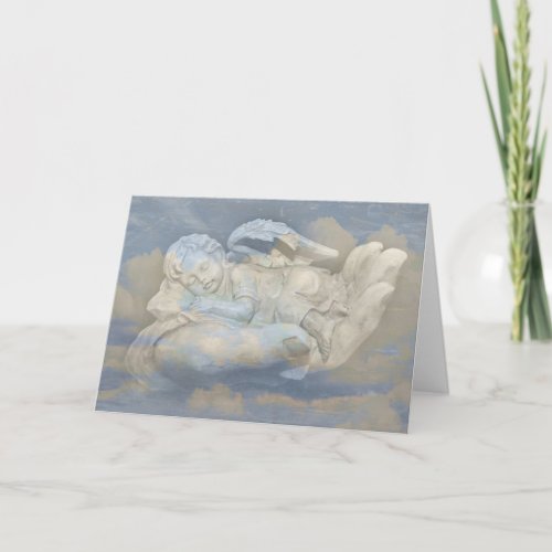 Baby Angel Wings Sleeping in Gods Hand Card