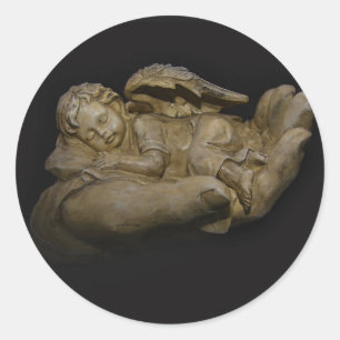 Baby Angel Wings Sleeping in Hand Classic Round Sticker