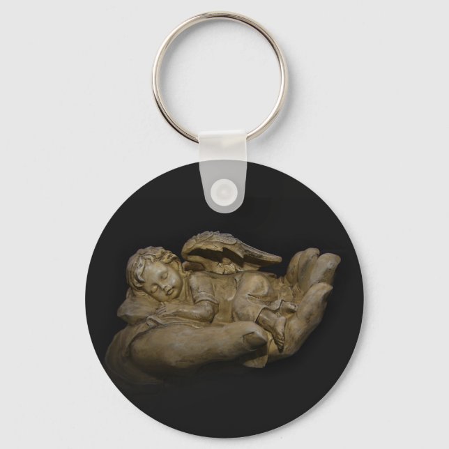 Baby Angel Wings Sleeping in Hand Keychain (Front)