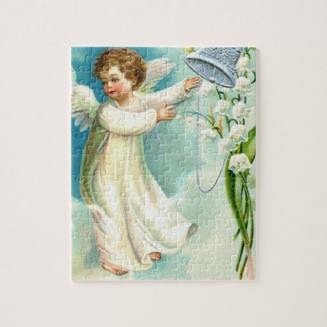 Baby Angel With Blue Bell Jigsaw Puzzle (Vertical)
