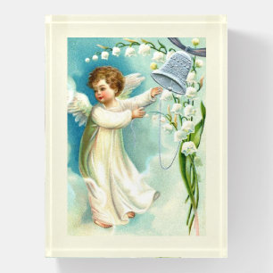 Baby Angel With Blue Bell Paperweight